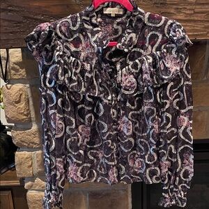 LoveShackFancy Erica Sheer Metallic blouse